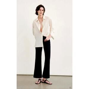 Nili Lotan Corette Virgin Wool Pants $650 High Rise Straight Leg Crop Black 6